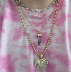 Stunning 14k Yellow Gold Large Puffy Heart CZ Pendant 10 Grams